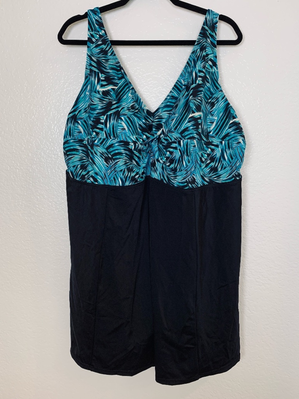 Swimsuits for All One Piece Swim Dress Womens Plus Size 30 Blue Black Swimsuit